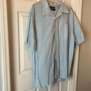 Male blue linen leisure suit